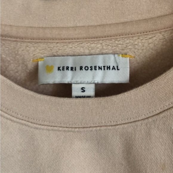 Kerri Rosenthal Micki Sweatshirt Cropped Patch Pocket Sweater Cream Blue Small - Picture 4 of 6